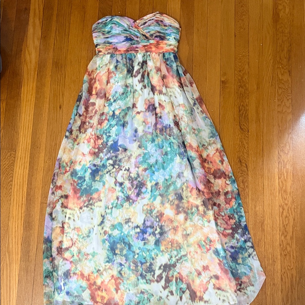 Aidan Mattox Multicolor Strapless Gown